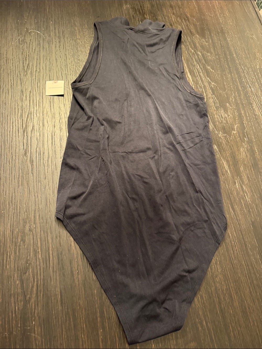 Anthropologie Navy Sleeveless Mock Neck Bodysuit - Picture 4 of 5
